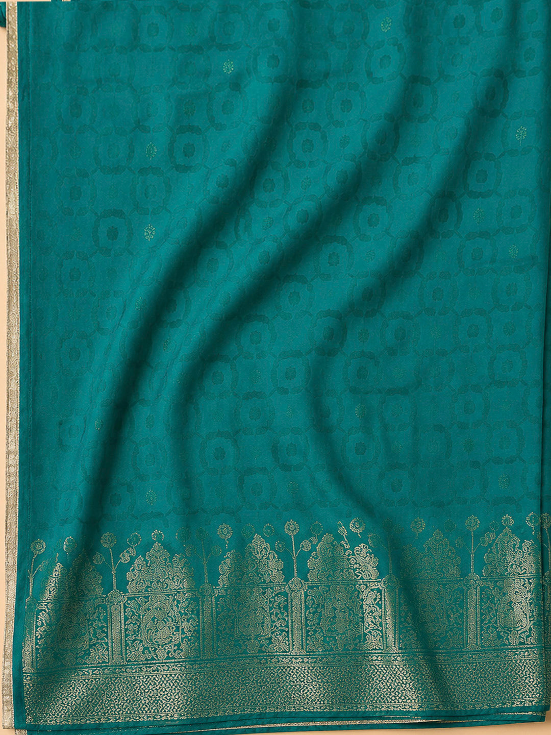 Rama Green Cotton Blend Embroidered Unstitched Dress Material