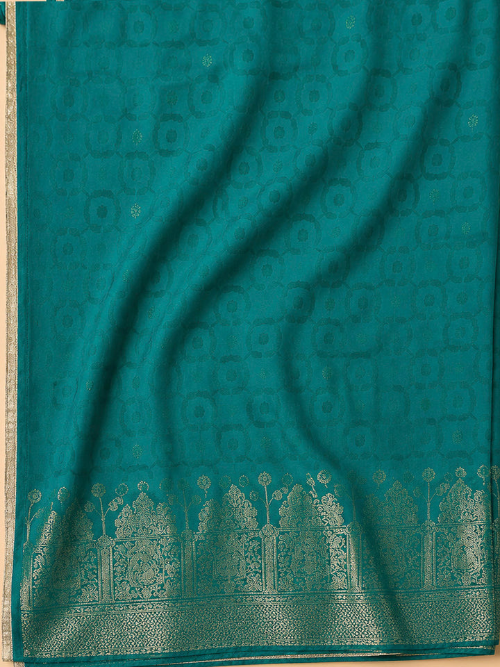 Rama Green Cotton Blend Embroidered Unstitched Dress Material