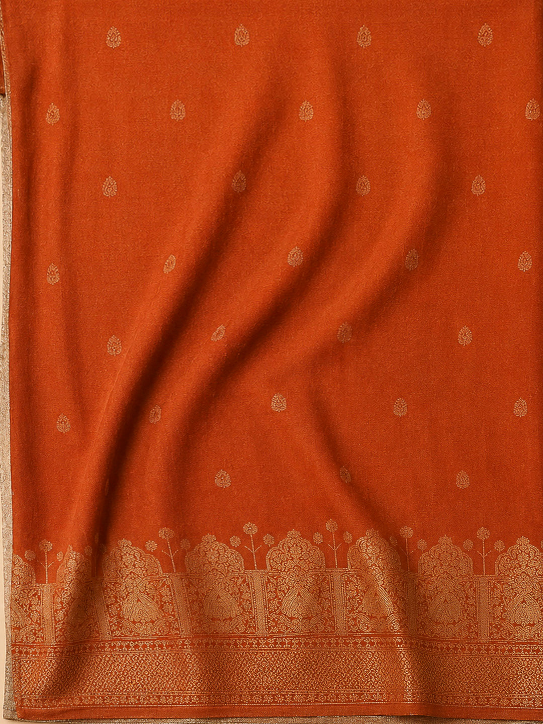 Rust Cotton Blend Embroidered Unstitched Dress Material