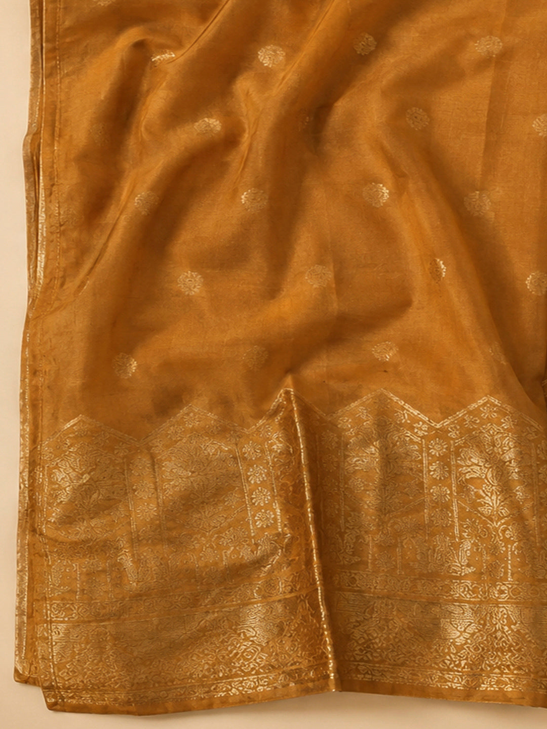 Mustard Cotton Blend Embroidered Unstitched Dress Material