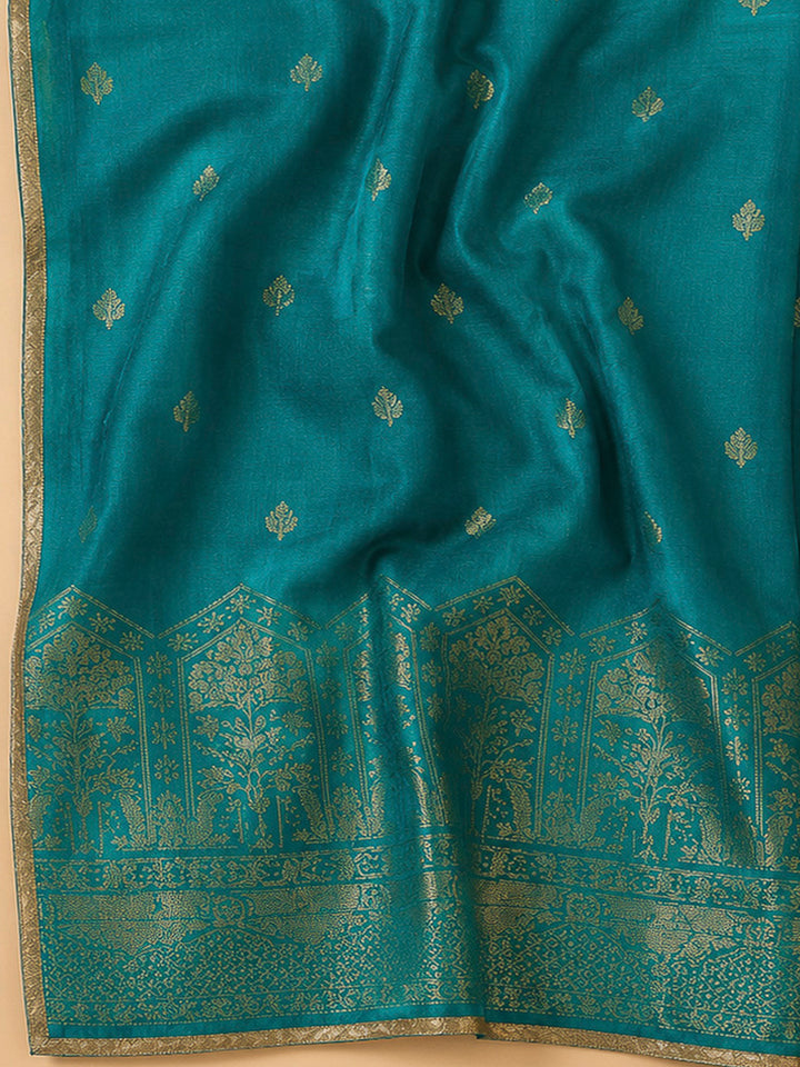 Rama Green Cotton Blend Embroidered Unstitched Dress Material