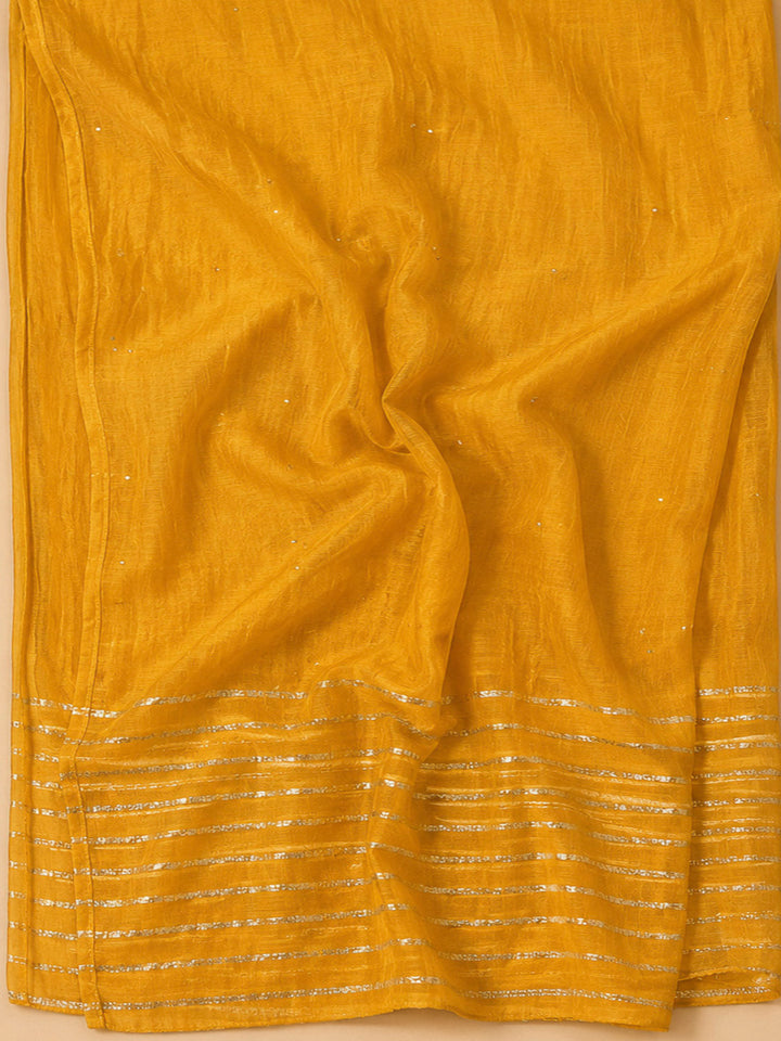 Mustard Cotton Blend Embroidered Unstitched Dress Material