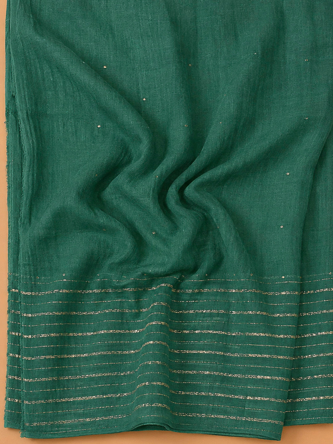 Green Cotton Blend Embroidered Unstitched Dress Material