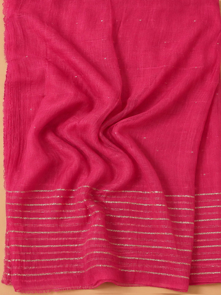Pink Cotton Blend Embroidered Unstitched Dress Material