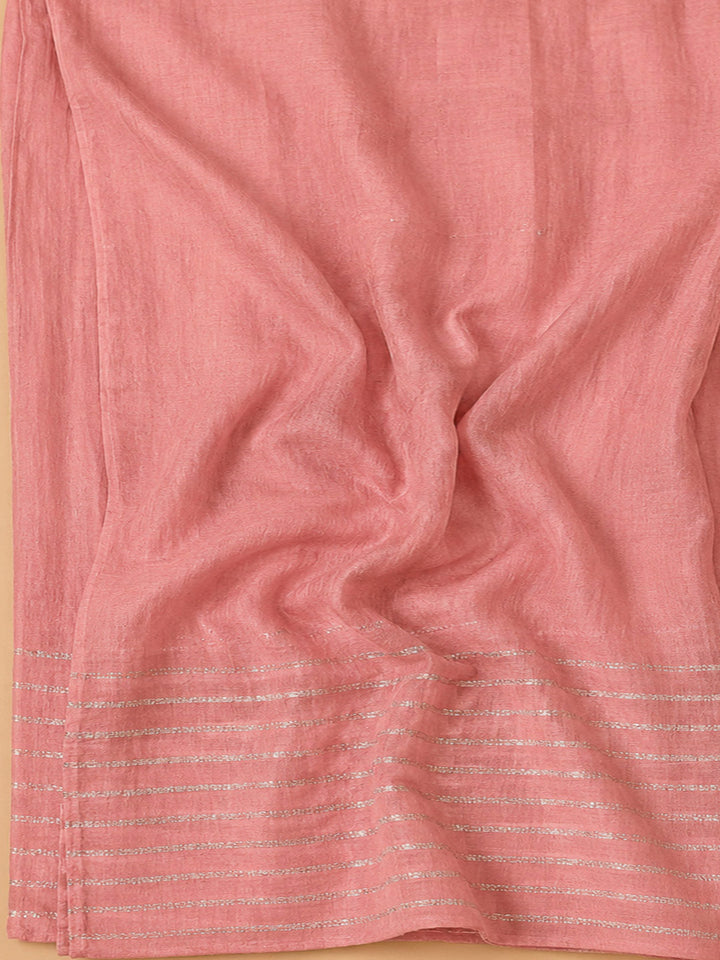 Peach Cotton Blend Embroidered Unstitched Dress Material