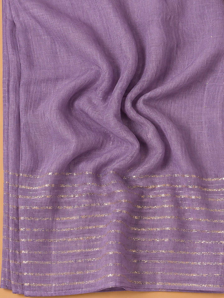 Purple Cotton Blend Embroidered Unstitched Dress Material