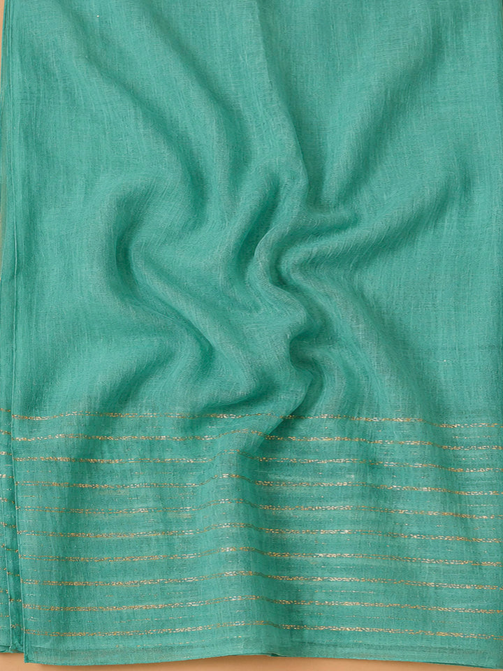 Rama Green Cotton Blend Embroidered Unstitched Dress Material