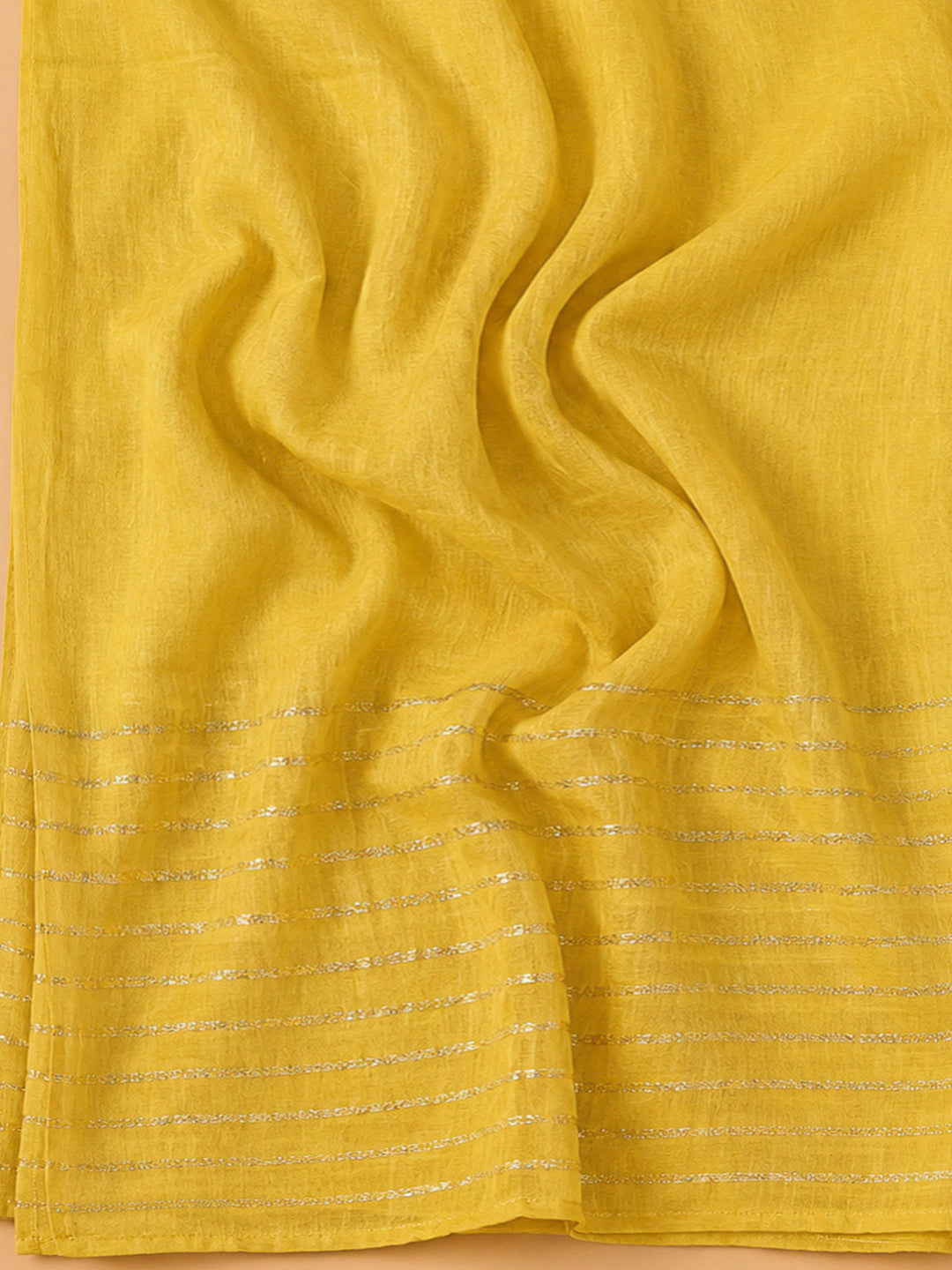 Yellow Cotton Blend Embroidered Unstitched Dress Material