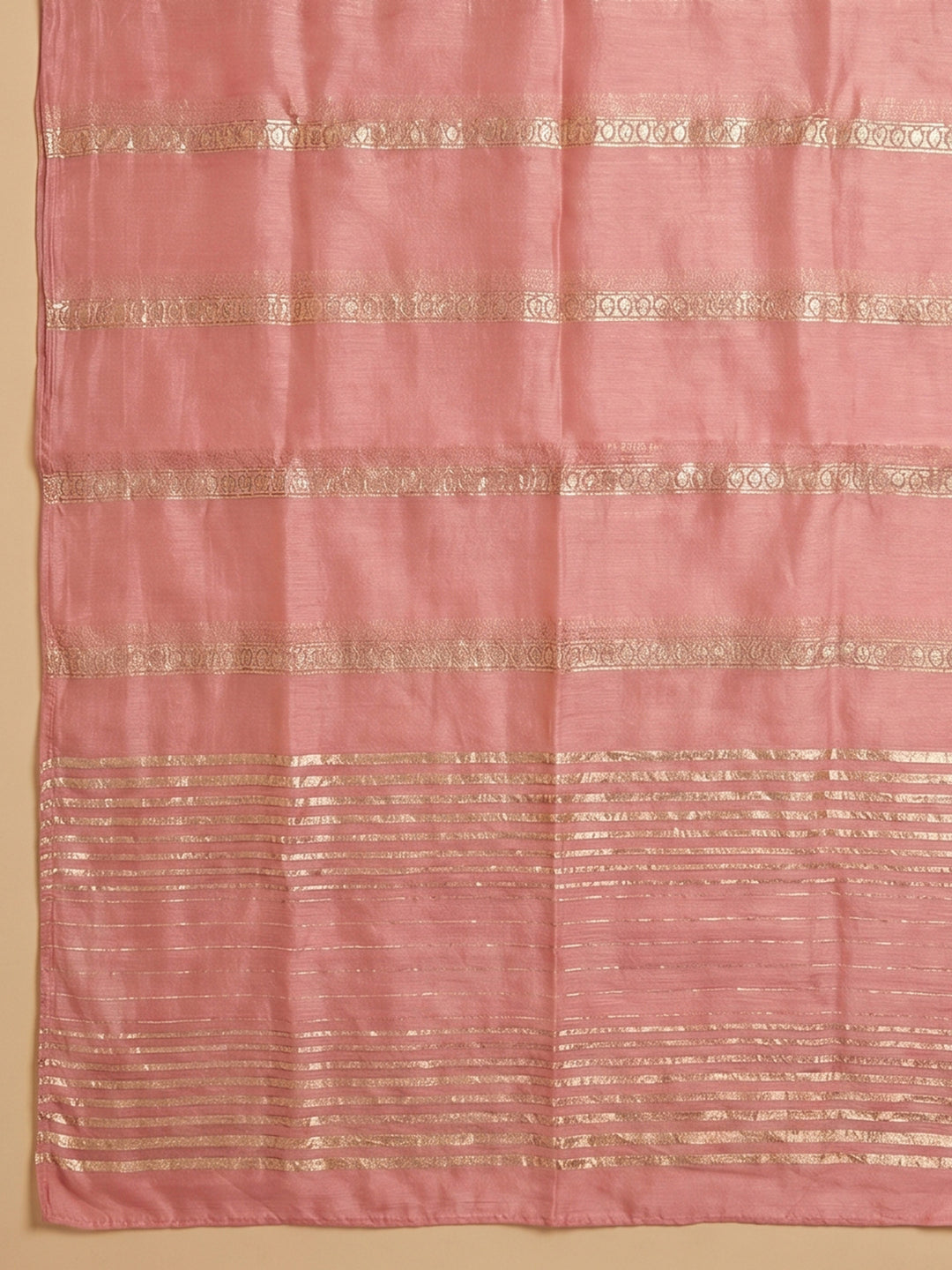 Peach Embroidered Chanderi Unstitched Suit &amp; Pant With Chanderi Dupatta