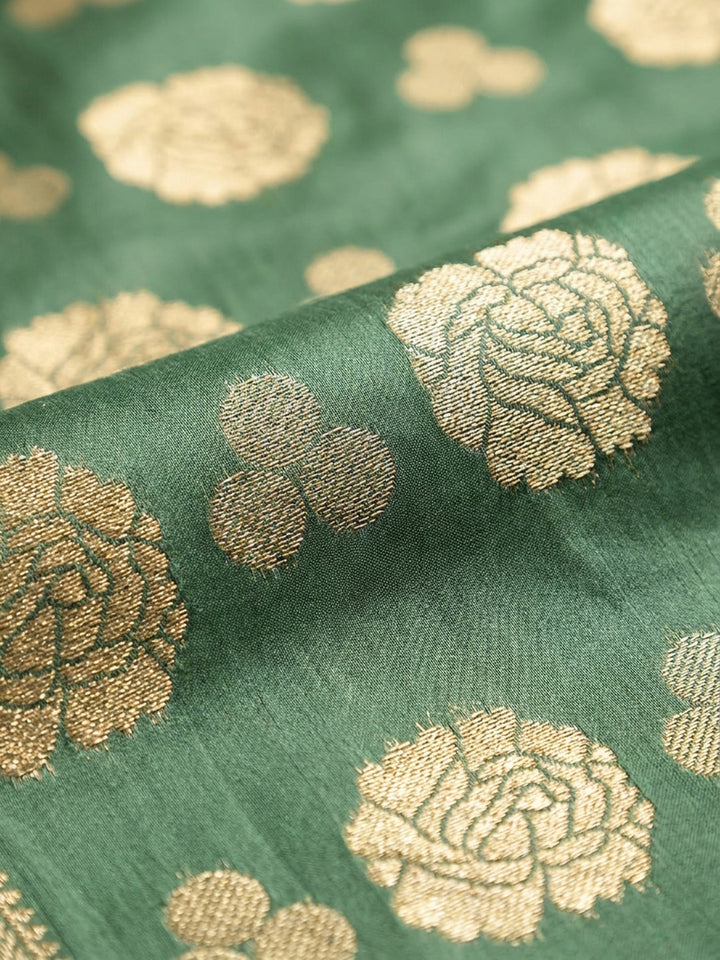 Green Embroidery Chanderi Unstitched Dress Material