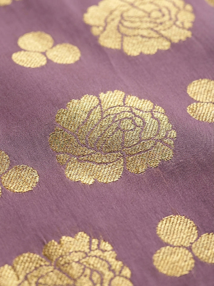 Purple Embroidery Chanderi Unstitched Dress Material