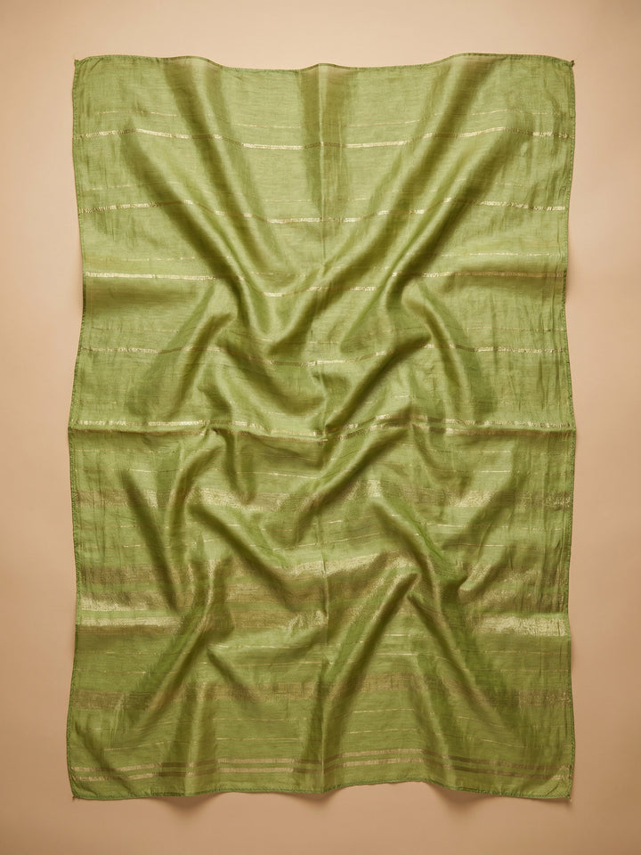 Pista Green Embroidered Chanderi Unstitched Suit &amp; Pant With Chanderi Dupatta
