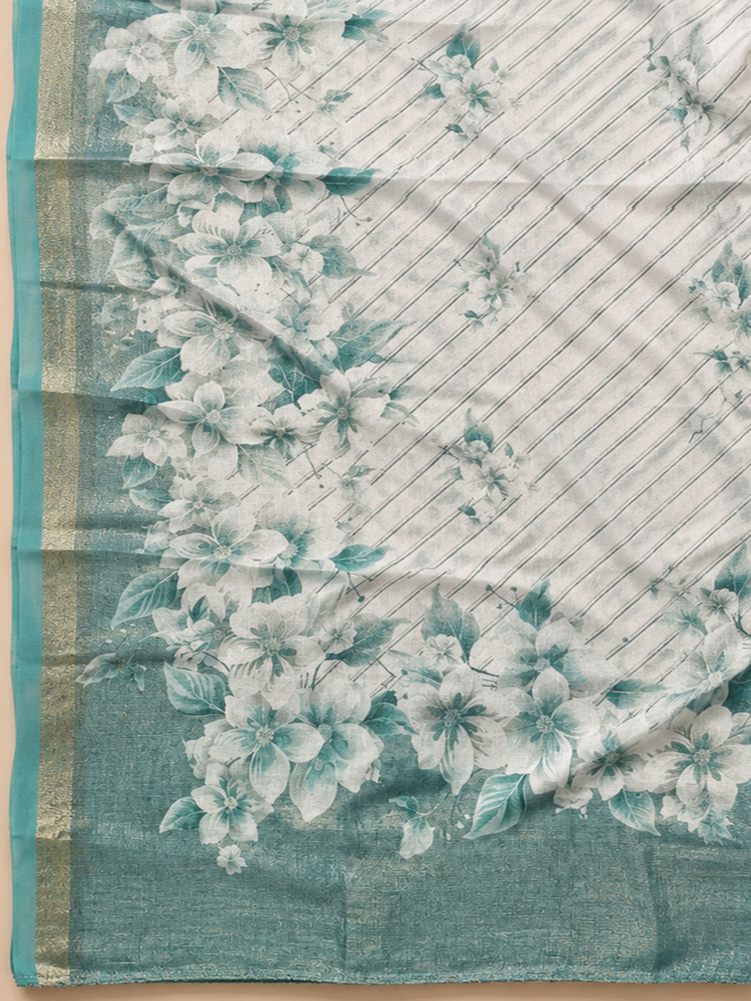 Blue Embroidery Chanderi Unstitched Dress Material
