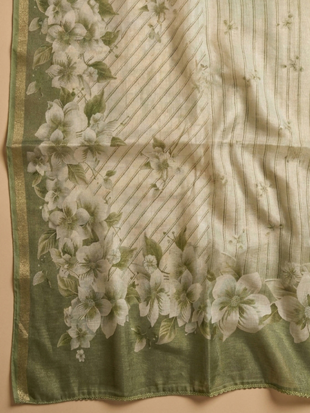 Mehndi Embroidery Chanderi Unstitched Dress Material