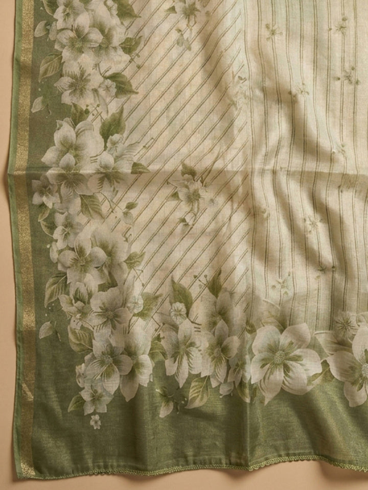 Mehndi Embroidery Chanderi Unstitched Dress Material