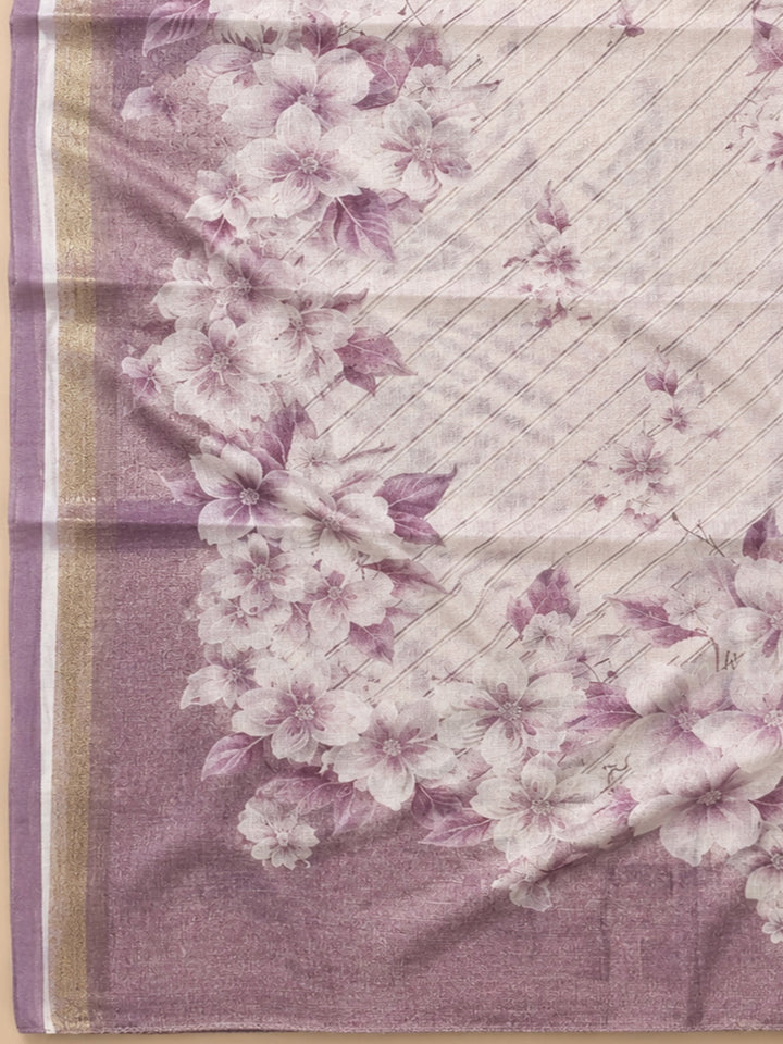 Purple Embroidery Chanderi Unstitched Dress Material