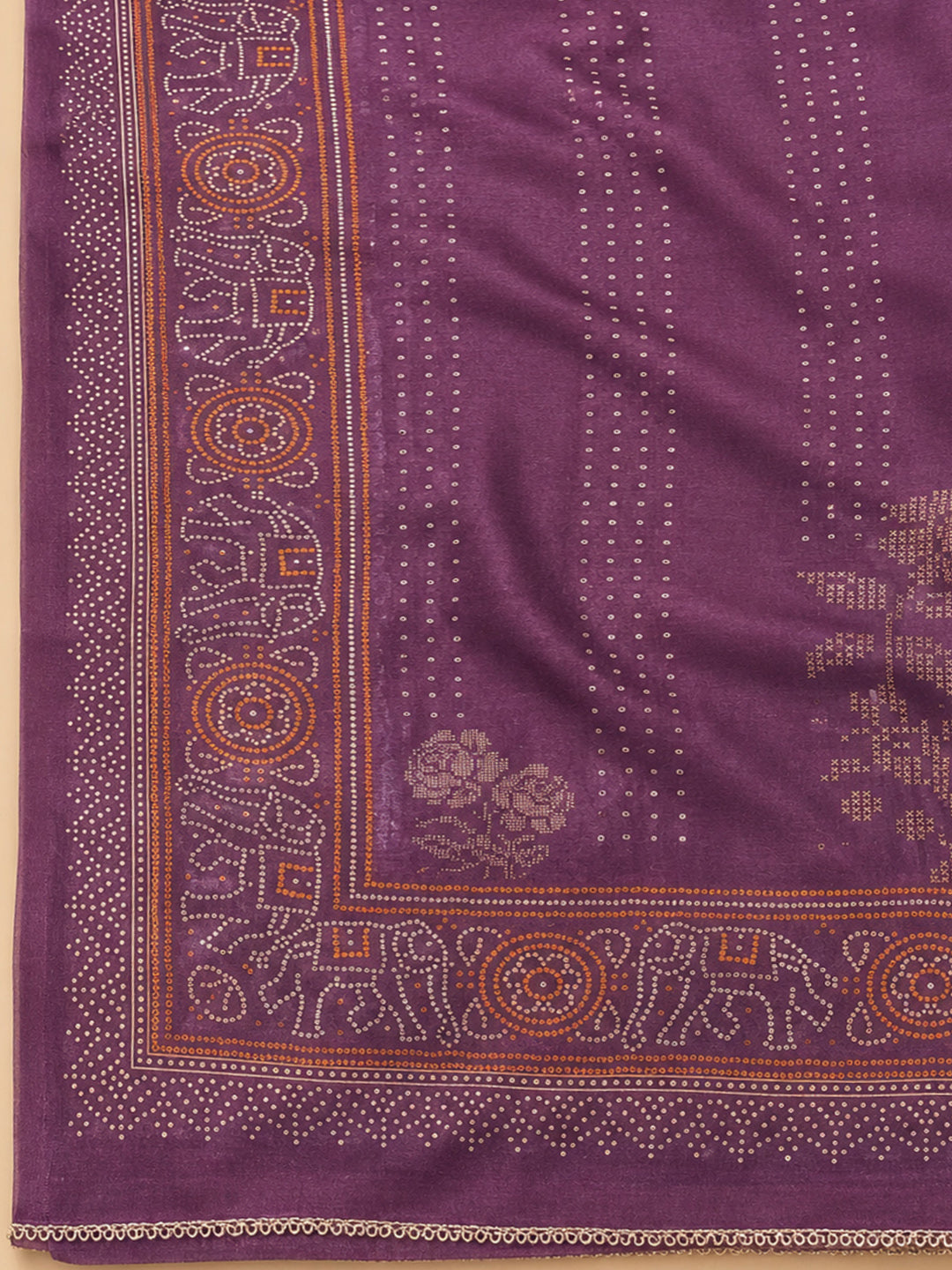 Purple Embroidery Chanderi Unstitched Dress Material