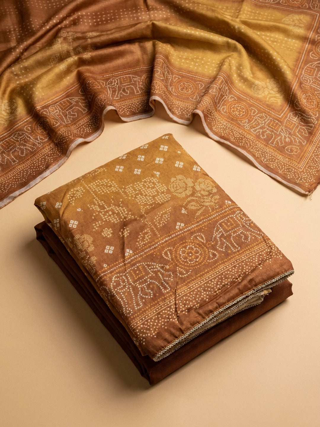 Rust Embroidery Chanderi Unstitched Dress Material