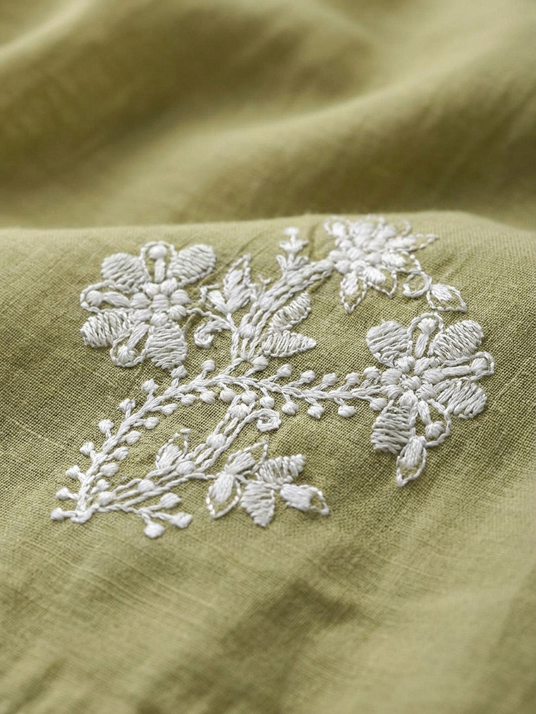 Mehndi Embroidery Chanderi Unstitched Dress Material