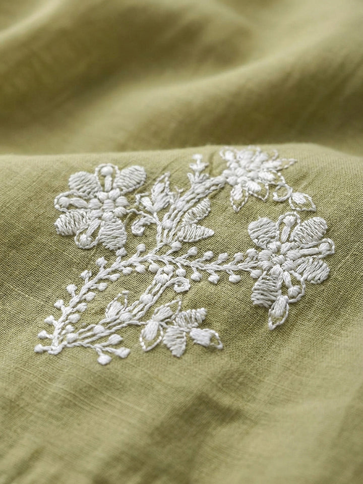 Mehndi Embroidery Chanderi Unstitched Dress Material