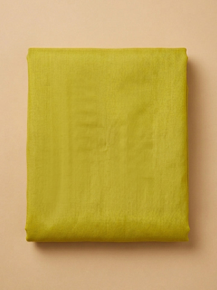 Lemon Embroidered Chanderi Unstitched Suit &amp; Pant With Chiffon Dupatta