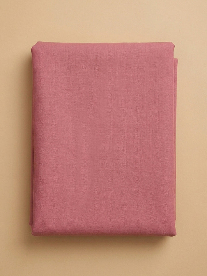 Onion Pink Embroidered Chanderi Unstitched Suit &amp; Pant With Chiffon Dupatta