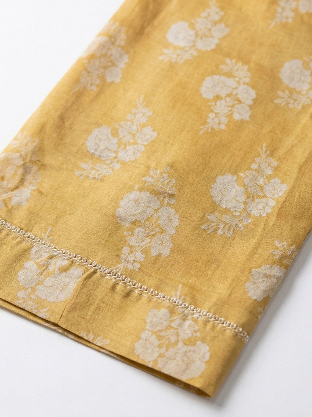 Mustard Embroidery Cotton Blend Unstitched Dress Material