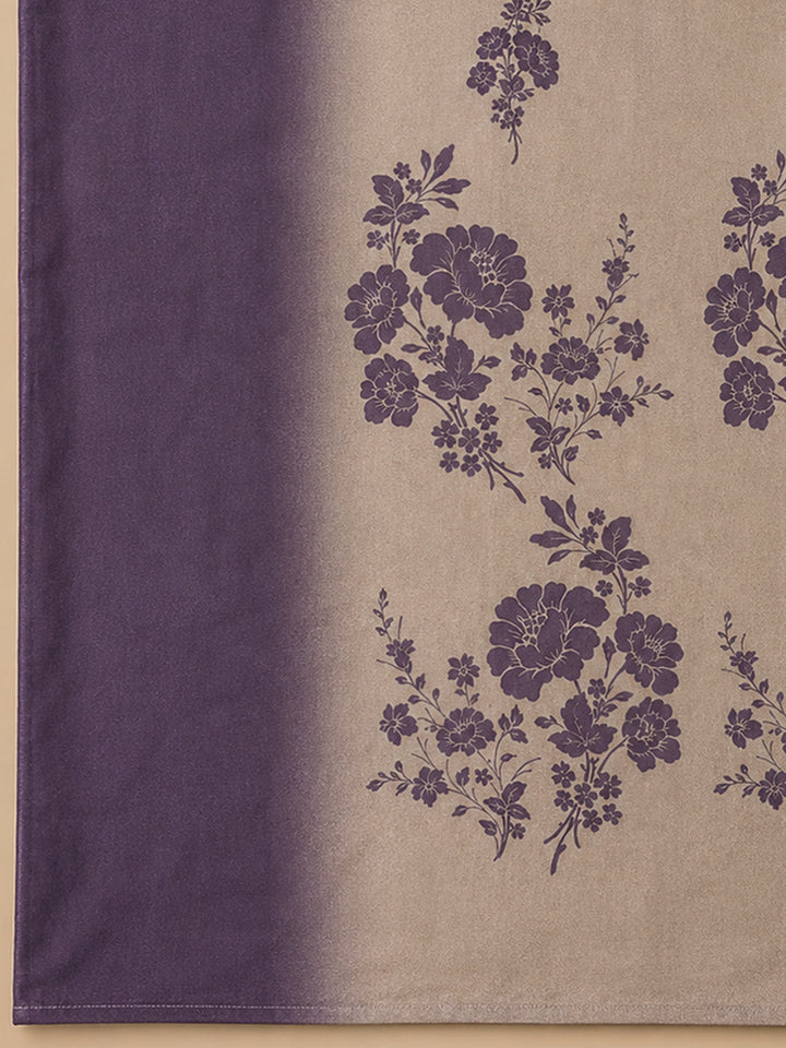 Purple Embroidery Cotton Blend Unstitched Dress Material