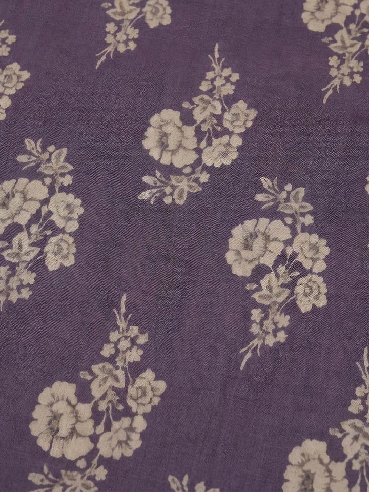 Purple Embroidery Cotton Blend Unstitched Dress Material
