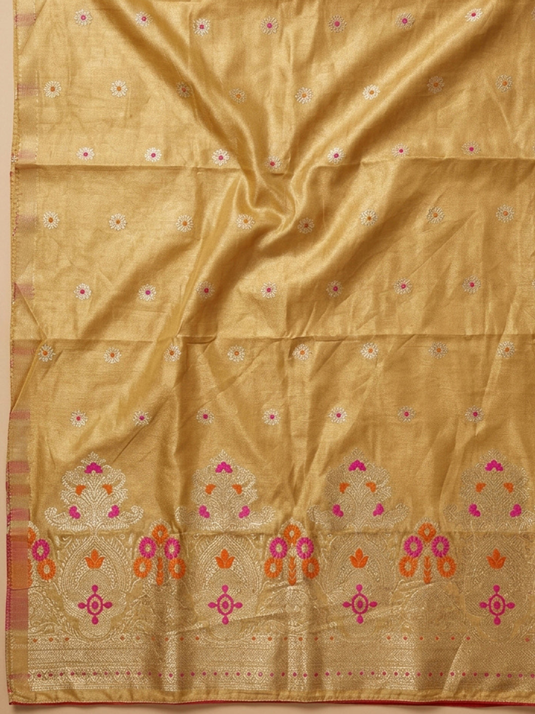 Yellow Embroidery Tissue Unstitched Dress Material