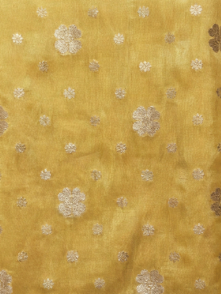 Yellow Embroidery Tissue Unstitched Dress Material