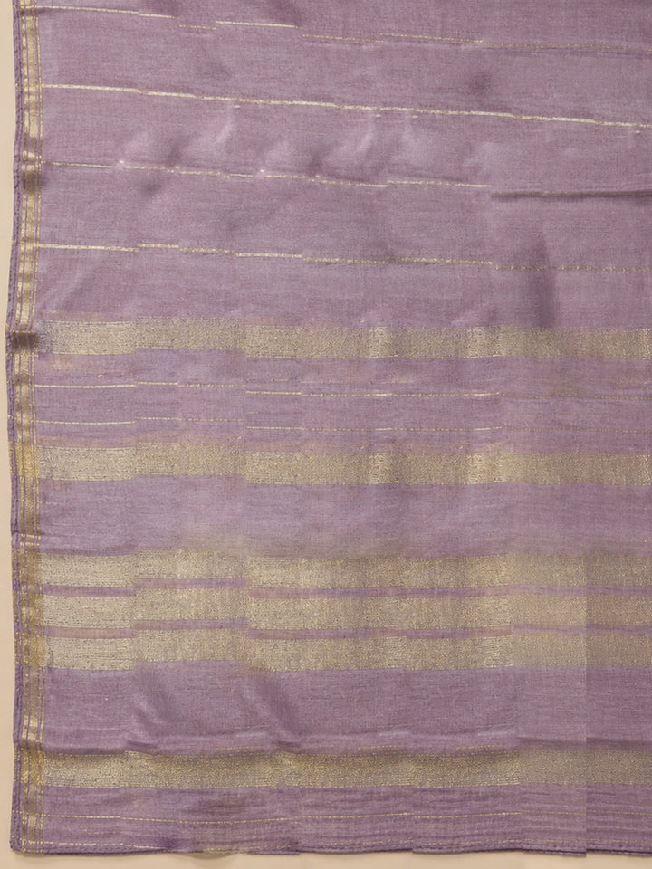 Lavender Embroidery Chanderi Unstitched Dress Material