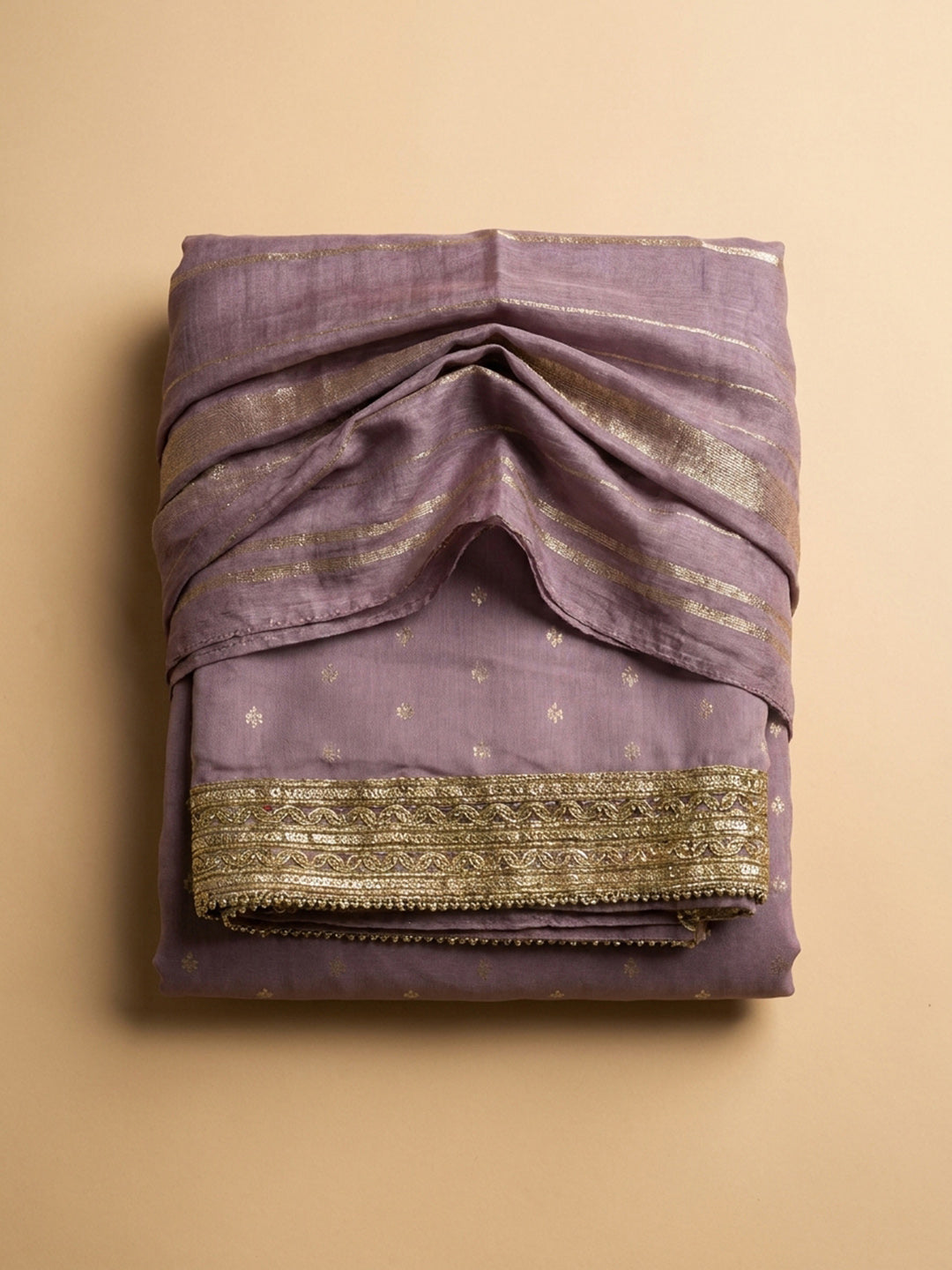 Lavender Embroidery Chanderi Unstitched Dress Material