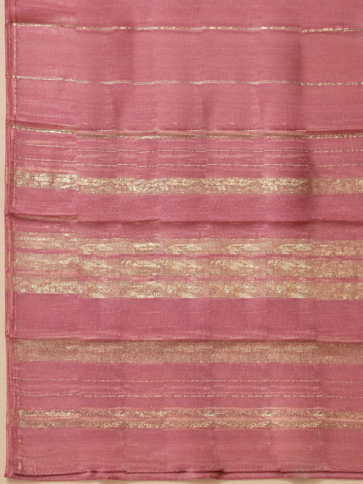 Peach Embroidery Chanderi Unstitched Dress Material