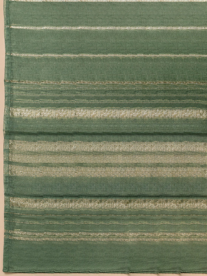 Rama Green Embroidery Chanderi Unstitched Dress Material