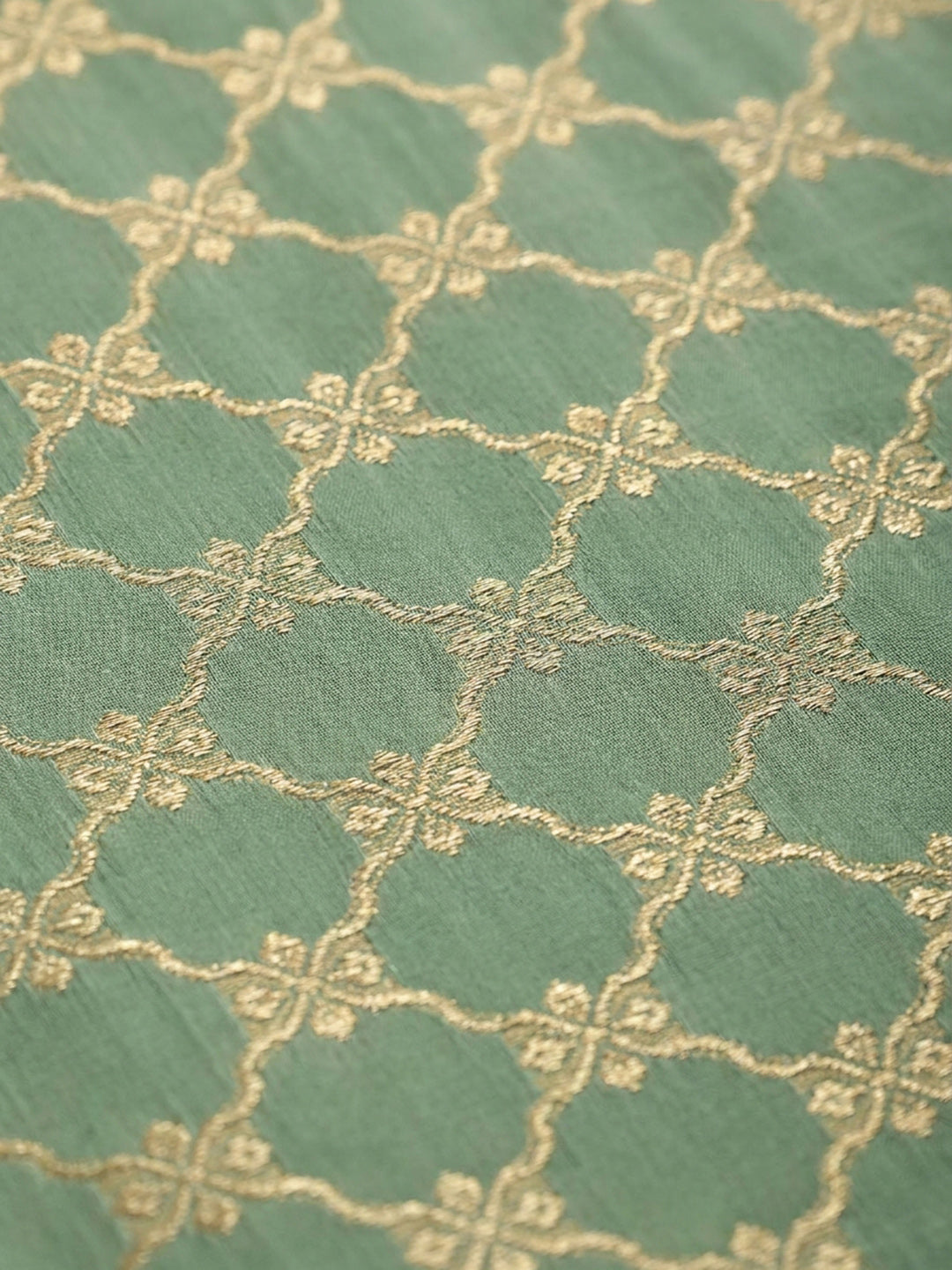 Sea Green Embroidery Chanderi Unstitched Dress Material