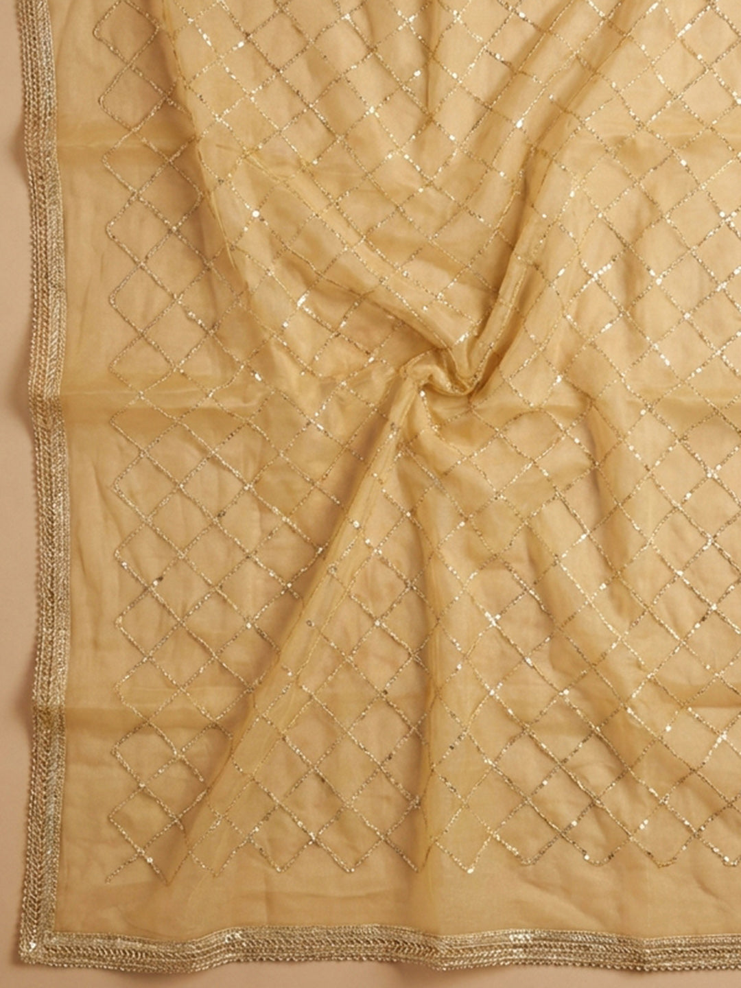 Yellow Embroidery Chanderi Unstitched Dress Material