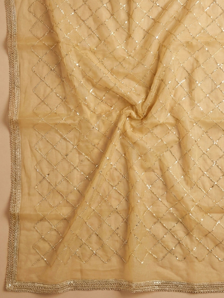 Yellow Embroidery Chanderi Unstitched Dress Material