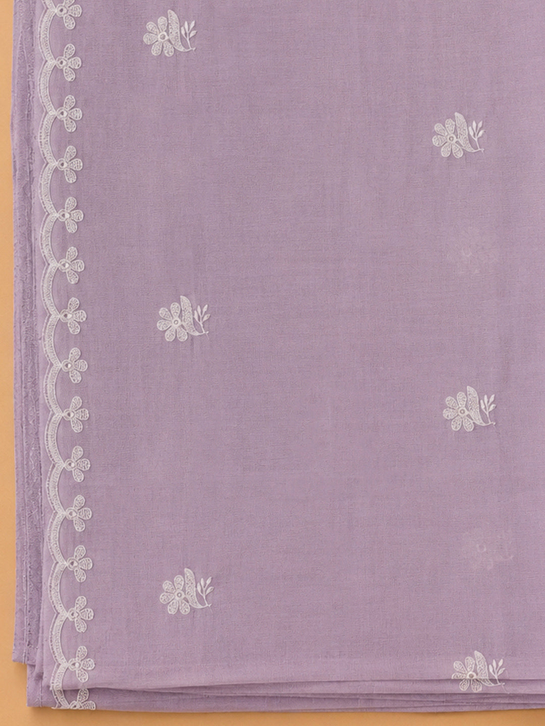Lavender Chanderi Embroidered Unstitched Dress Material