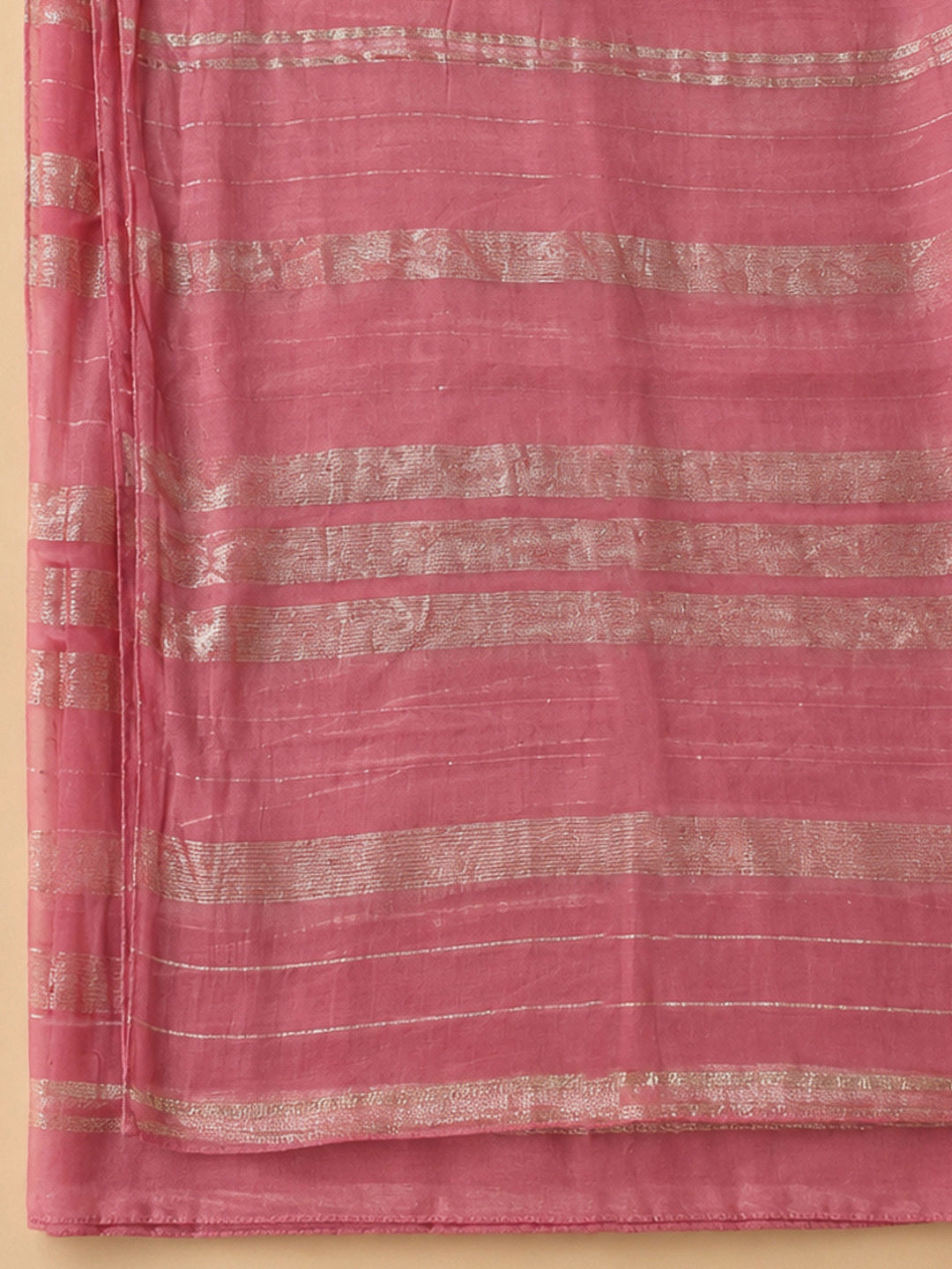 Peach Chanderi Embroidered Unstitched Dress Material