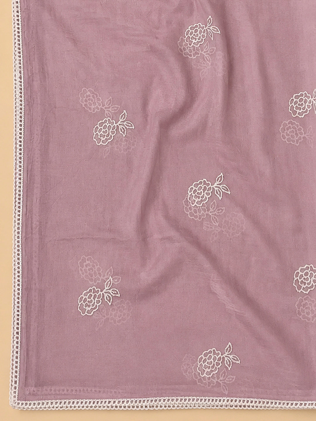 Onion Pink Chanderi Embroidered Unstitched Dress Material