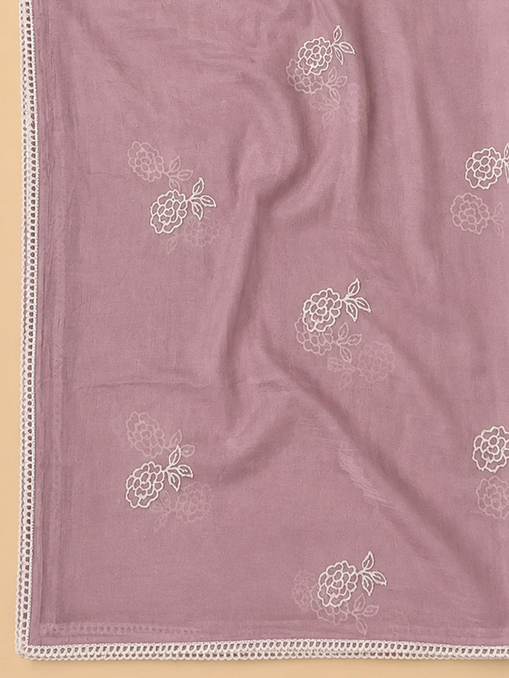 Onion Pink Chanderi Embroidered Unstitched Dress Material