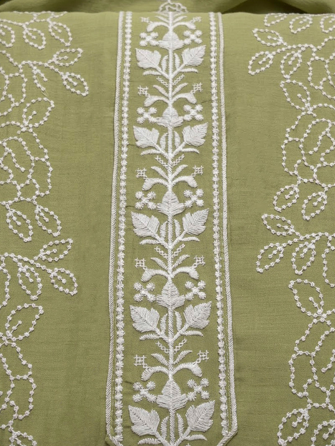 Pista Green Chanderi Embroidered Unstitched Dress Material