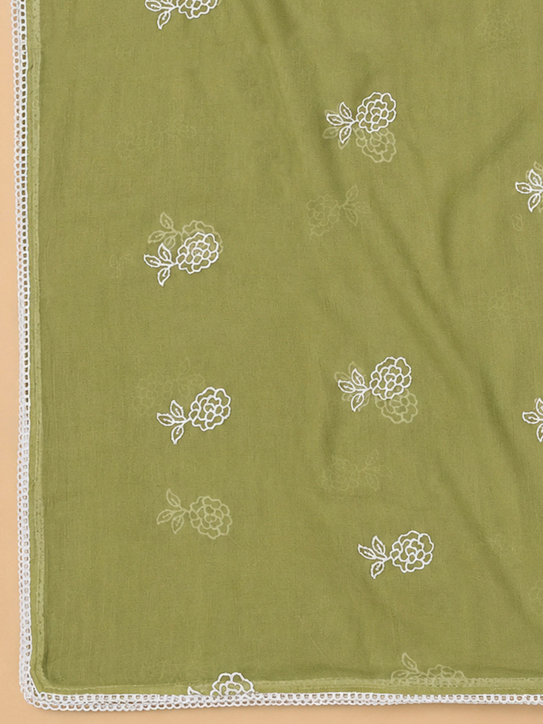 Pista Green Chanderi Embroidered Unstitched Dress Material