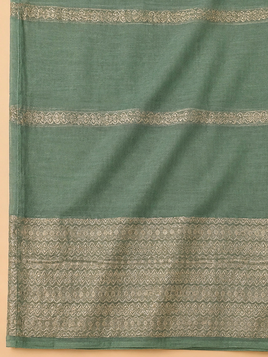 Aqua Green Chanderi Embroidered Unstitched Dress Material