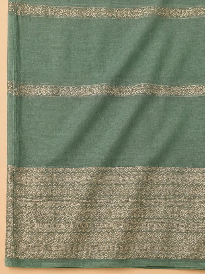 Aqua Green Chanderi Embroidered Unstitched Dress Material