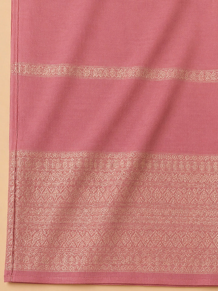 Pink Chanderi Embroidered Unstitched Dress Material