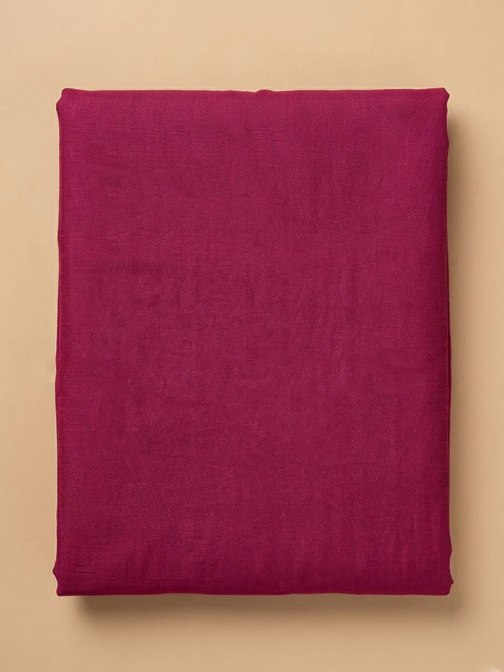 Magenta Chanderi Embroidered Unstitched Dress Material
