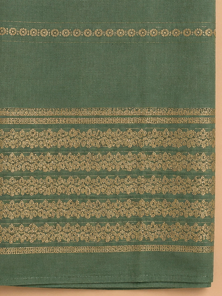 Aqua Green Chanderi Embroidered Unstitched Dress Material