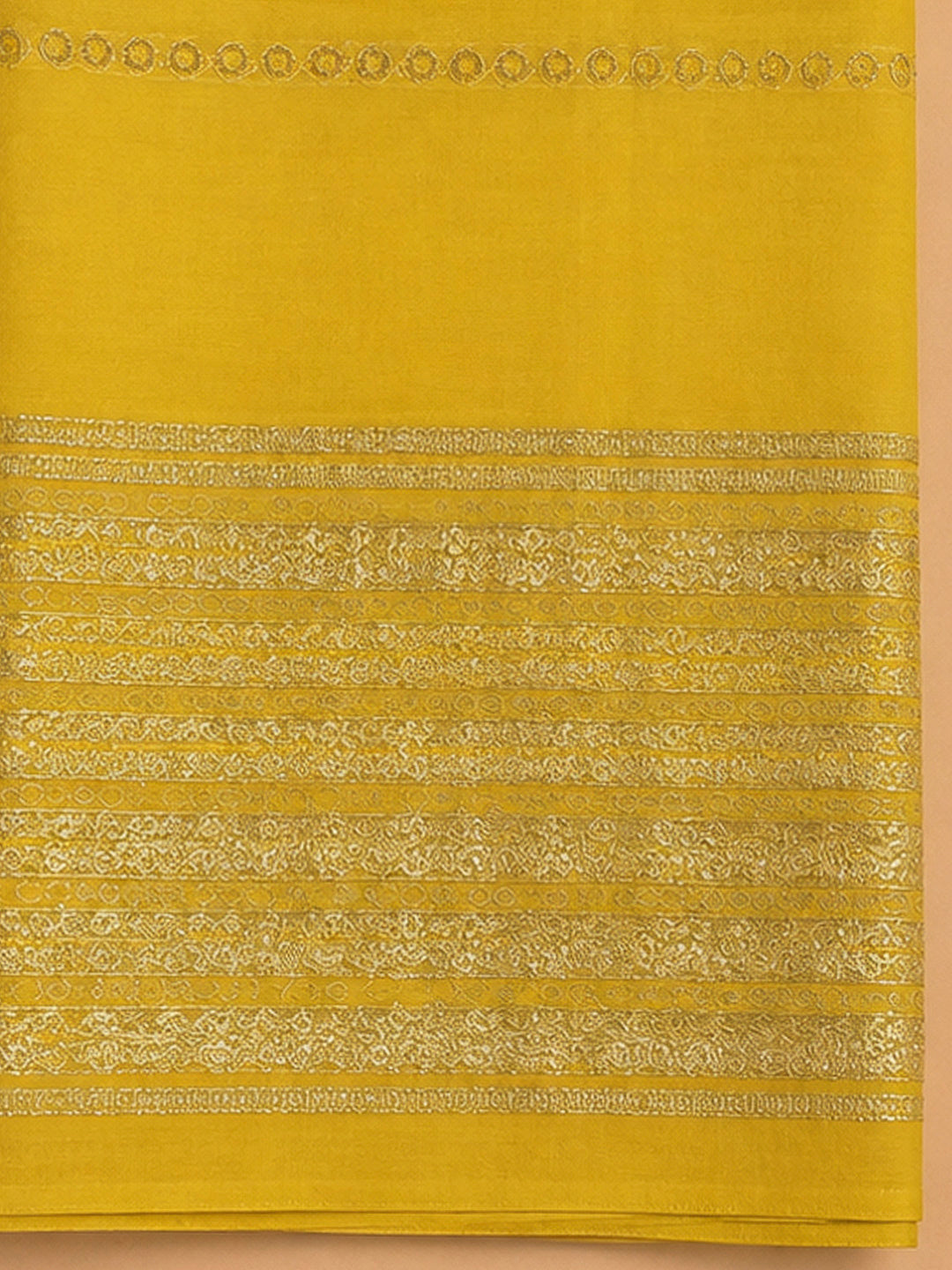 Yellow Chanderi Embroidered Unstitched Dress Material